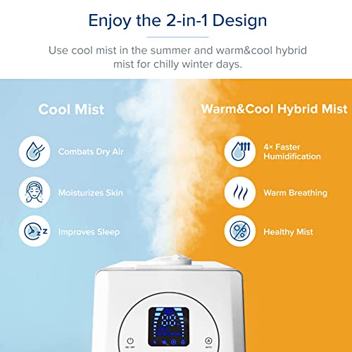  LEVOIT LV600HH 6L Warm and Cool Mist Ultrasonic Humidifier,  Rapid Humidification for Bedroom Large Room, Essential Oil Diffuser,  Humidity Setting with Built-in Sensor, Auto Mode, Timer, Remote Control :  Clothing, Shoes