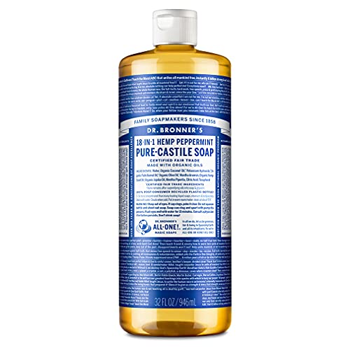 Dr. Bronner’s - Pure-Castile Liquid Soap (Peppermint, 32 ounce) - Made with Organic Oils,  Concentrated, Vegan, Non-GMO