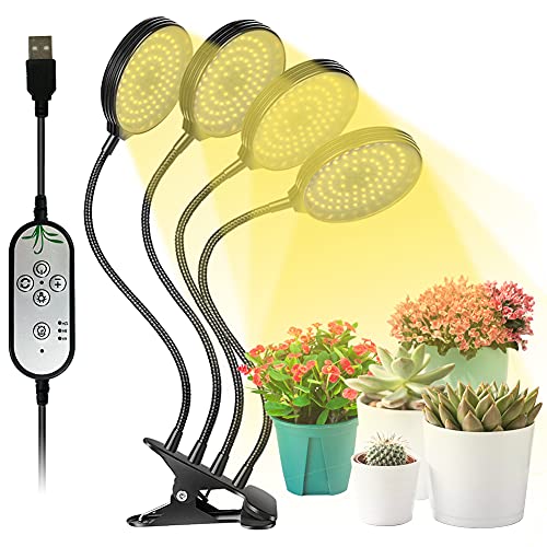 Grow Light 60W Sunlike Full Spectrum LED Plant Grow Lights with Timer Auto On/Off 4/8/12H Waterproof Grow Lamp for Indoor Plants, 5 Dimmable Levels, Adjustable Gooseneck