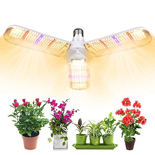 LVJING 150w LED Grow Light Bulb with 414 LED's Foldable Sunlike Full Spectrum Grow Lights for Indoor Plants, Vegetables,Greenhouse & Hydroponic Growing, Grow lamp with Protective Lens | E26/E27 Socket