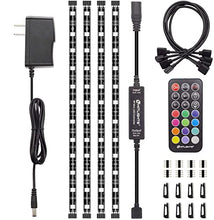 Load image into Gallery viewer, LED Strip Lights, HitLights Weatherproof 4 Pre-Cut 12Inch/48Inch RGB LED Strips Kit, Flexible Color Changing SMD 5050 LED Accent Kit with RF Remote, UL-Listed 15W Power Supply and Connectors

