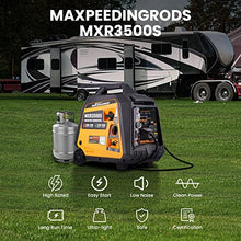 Load image into Gallery viewer, maXpeedingrods 3500W Dual Fuel Portable Inverter Generator,Electric Start,Gas &amp; Propane Powered,RV Ready,CO Sensor,EPA Compliant,for Travel Trailers Camping Outdoor Jobsits,Wheel&amp;handle Kit,55lbs
